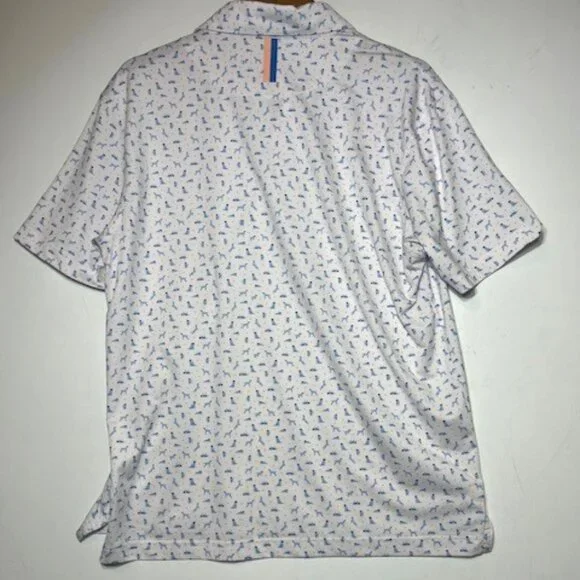 Rhoback Men's Polo Collared Blue Dog Casual White Shirt Sz M - Picture 3 of 5